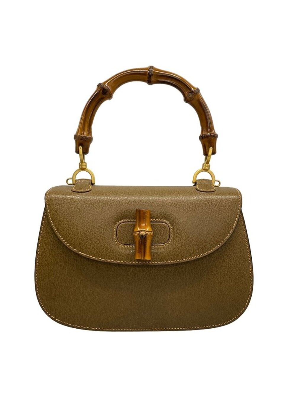 Gucci Handbag Bamboo Classic Dark Brown Leather